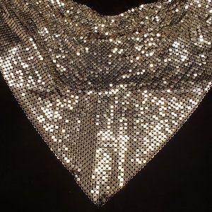 Whiting & Davis silver metal mesh bib necklace